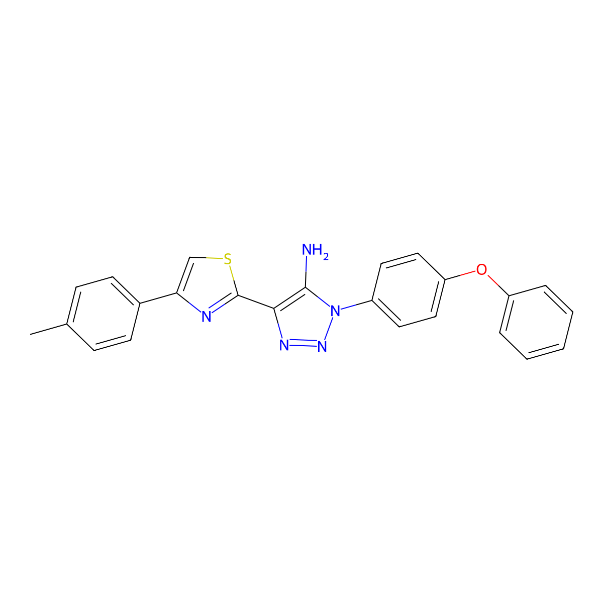 1-(4-phenoxyphenyl)-4-(4-(p-tolyl)thiazol-2-yl)-1H-1,2,3-triazol-5-amine molecular structure, CAS 1207016-81-6