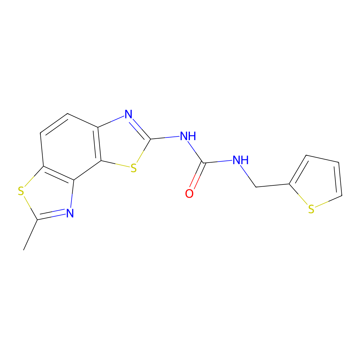 3-{11-Methyl-3,10-dithia-5,12-diazatricyclo[7.3.0.0^{2,6}]dodeca-1(9),2(6),4,7,11-pentaen-4-yl}-1-[(thiophen-2-yl)methyl]urea molecular structure, CAS 1207016-90-7