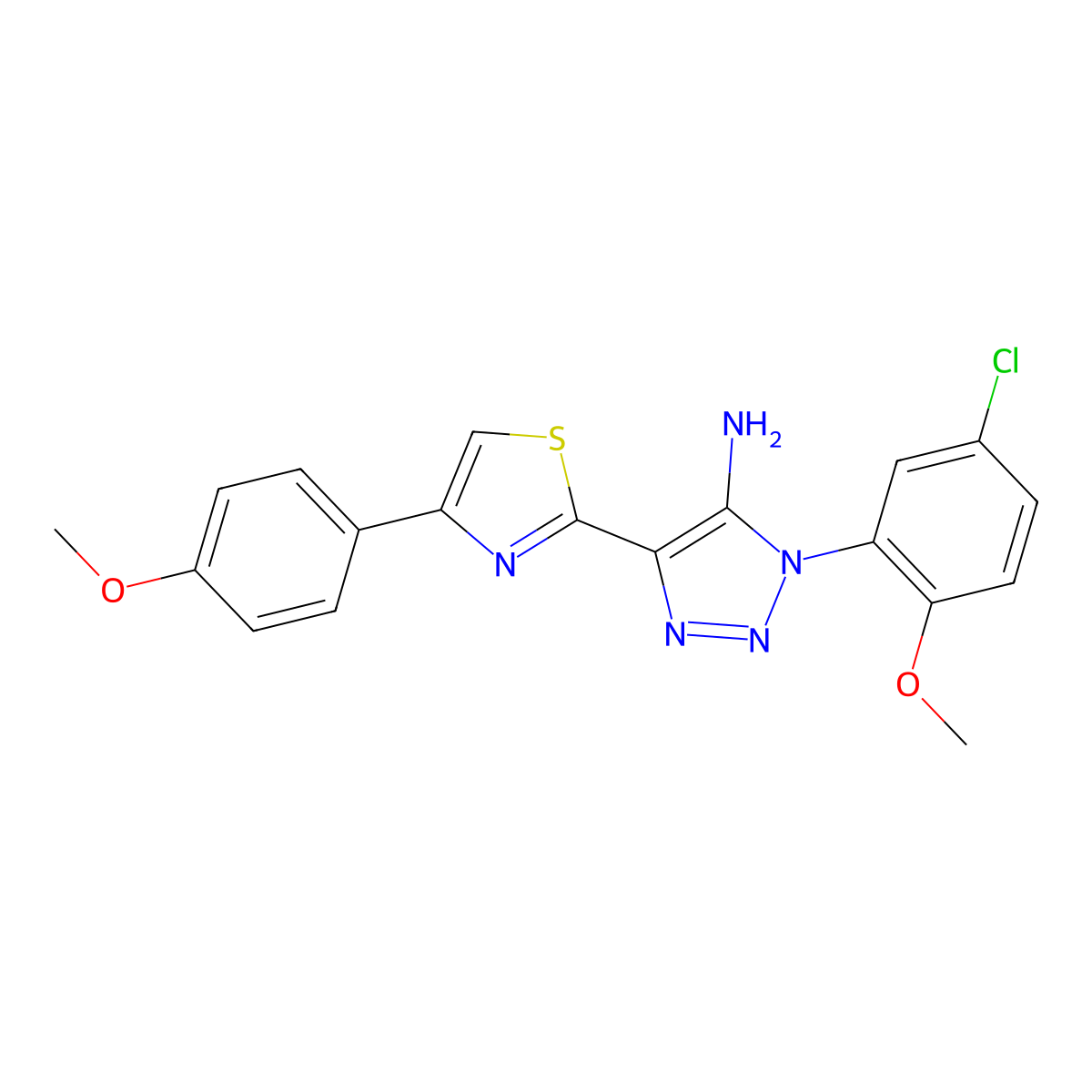 1-(5-chloro-2-methoxyphenyl)-4-[4-(4-methoxyphenyl)-1,3-thiazol-2-yl]-1H-1,2,3-triazol-5-amine molecular structure, CAS 1207016-92-9