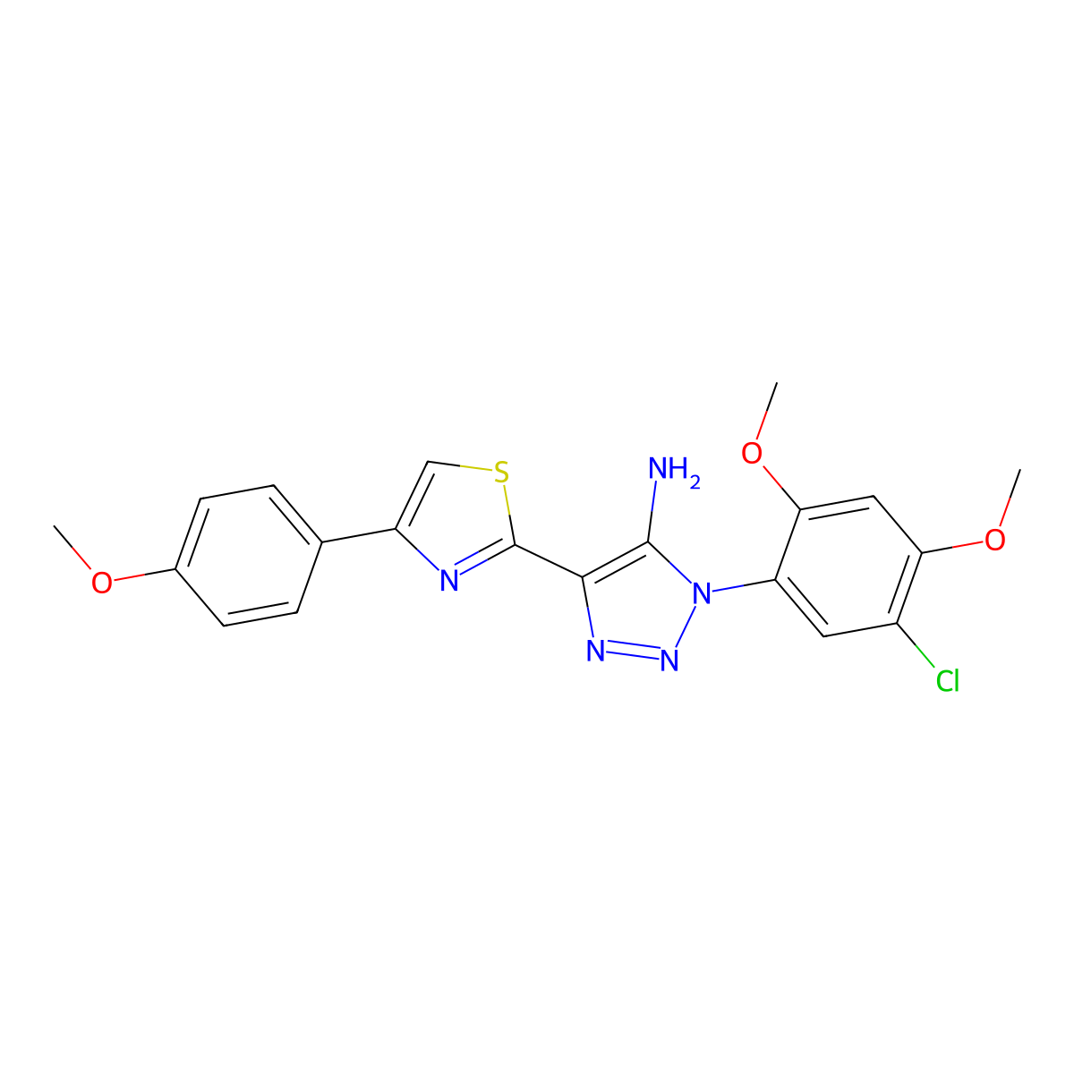 1-(5-chloro-2,4-dimethoxyphenyl)-4-[4-(4-methoxyphenyl)-1,3-thiazol-2-yl]-1H-1,2,3-triazol-5-amine molecular structure, CAS 1207017-00-2