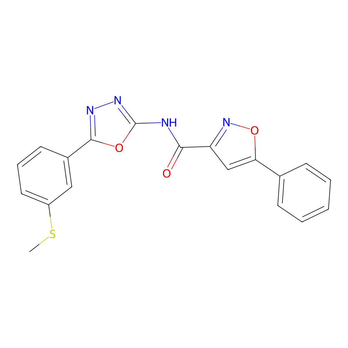 N-(5-(3-(methylthio)phenyl)-1,3,4-oxadiazol-2-yl)-5-phenylisoxazole-3-carboxamide molecular structure, CAS 1207017-07-9