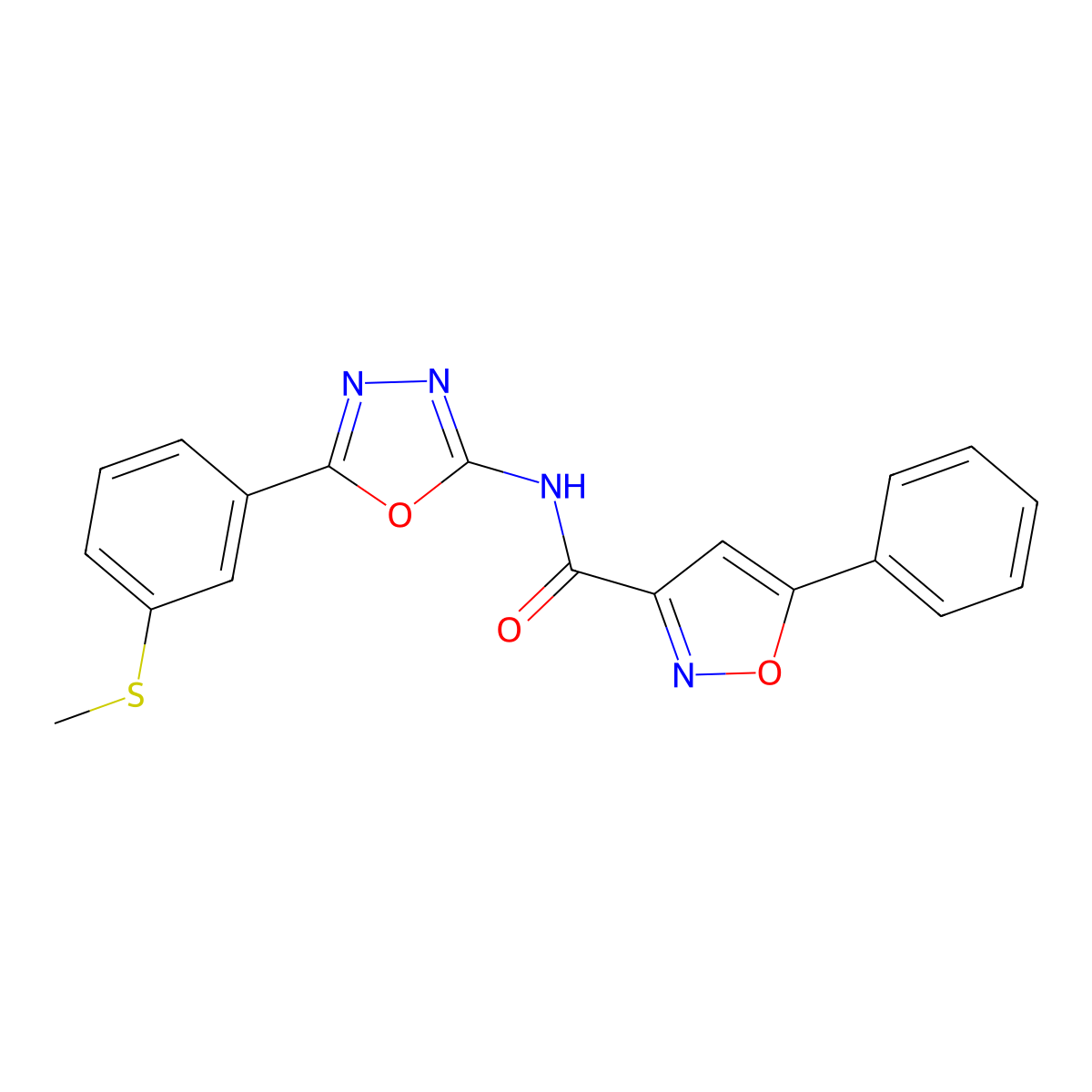 N-(5-(3-(methylthio)phenyl)-1,3,4-oxadiazol-2-yl)-5-phenylisoxazole-3-carboxamide molecular structure, CAS 1207017-07-9