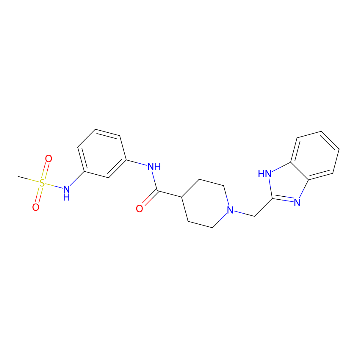 1-[(1H-1,3-benzodiazol-2-yl)methyl]-N-(3-methanesulfonamidophenyl)piperidine-4-carboxamide molecular structure, CAS 1207017-08-0