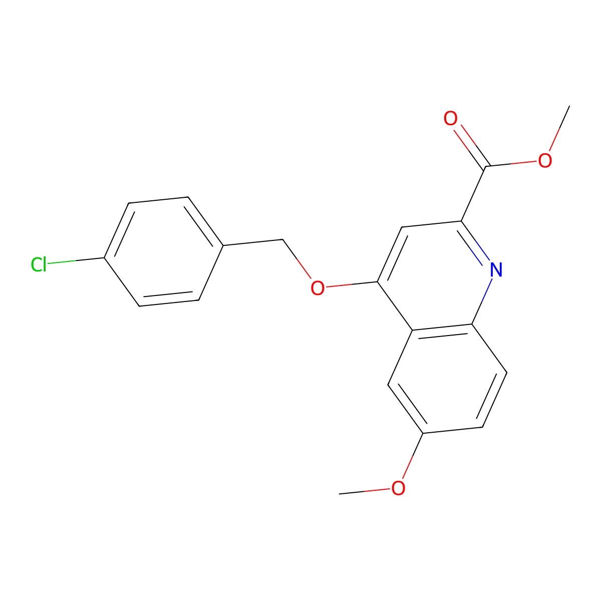 Methyl 4-((4-chlorobenzyl)oxy)-6-methoxyquinoline-2-carboxylate molecular structure, CAS 1207017-19-3