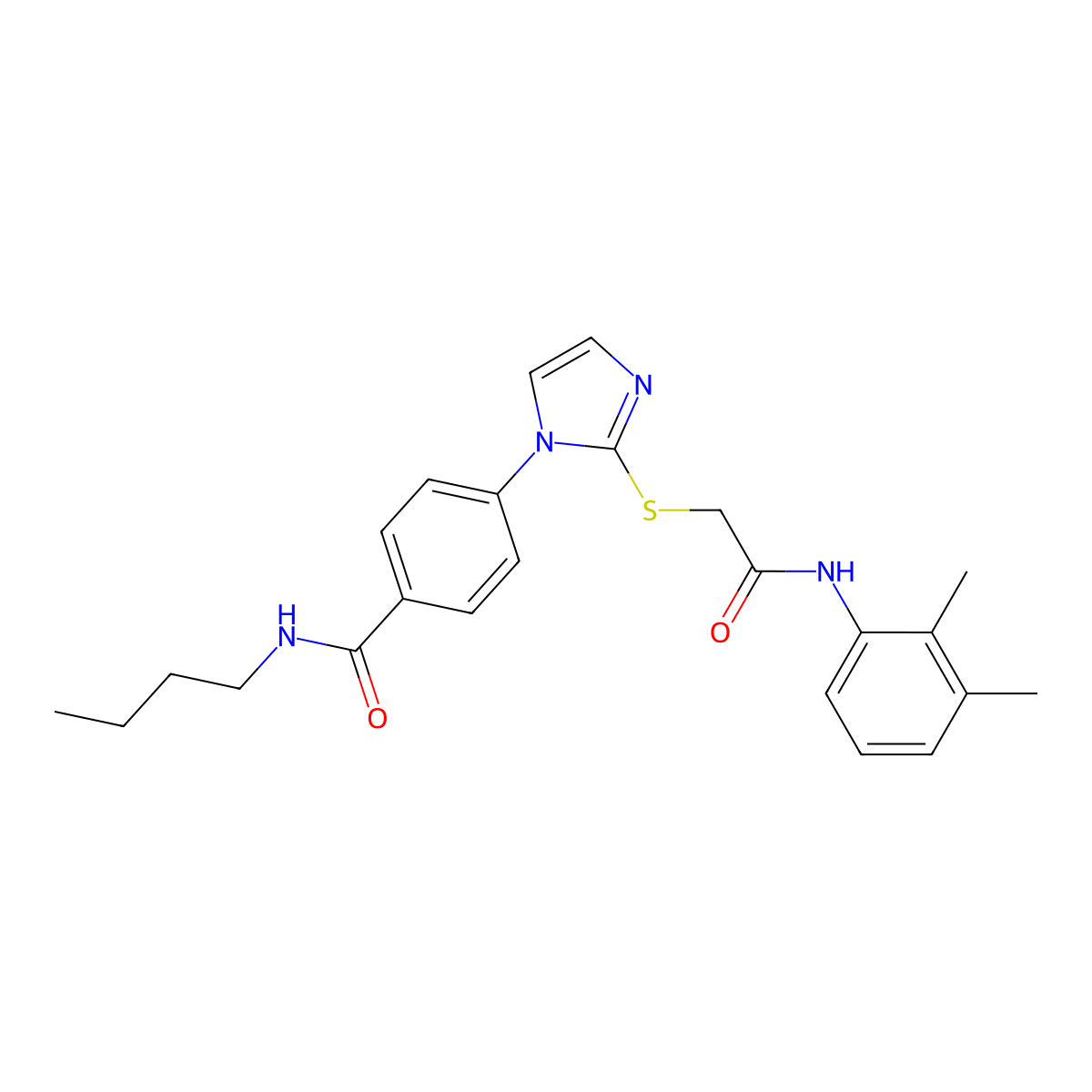 N-butyl-4-[2-({[(2,3-dimethylphenyl)carbamoyl]methyl}sulfanyl)-1H-imidazol-1-yl]benzamide molecular structure, CAS 1207017-23-9