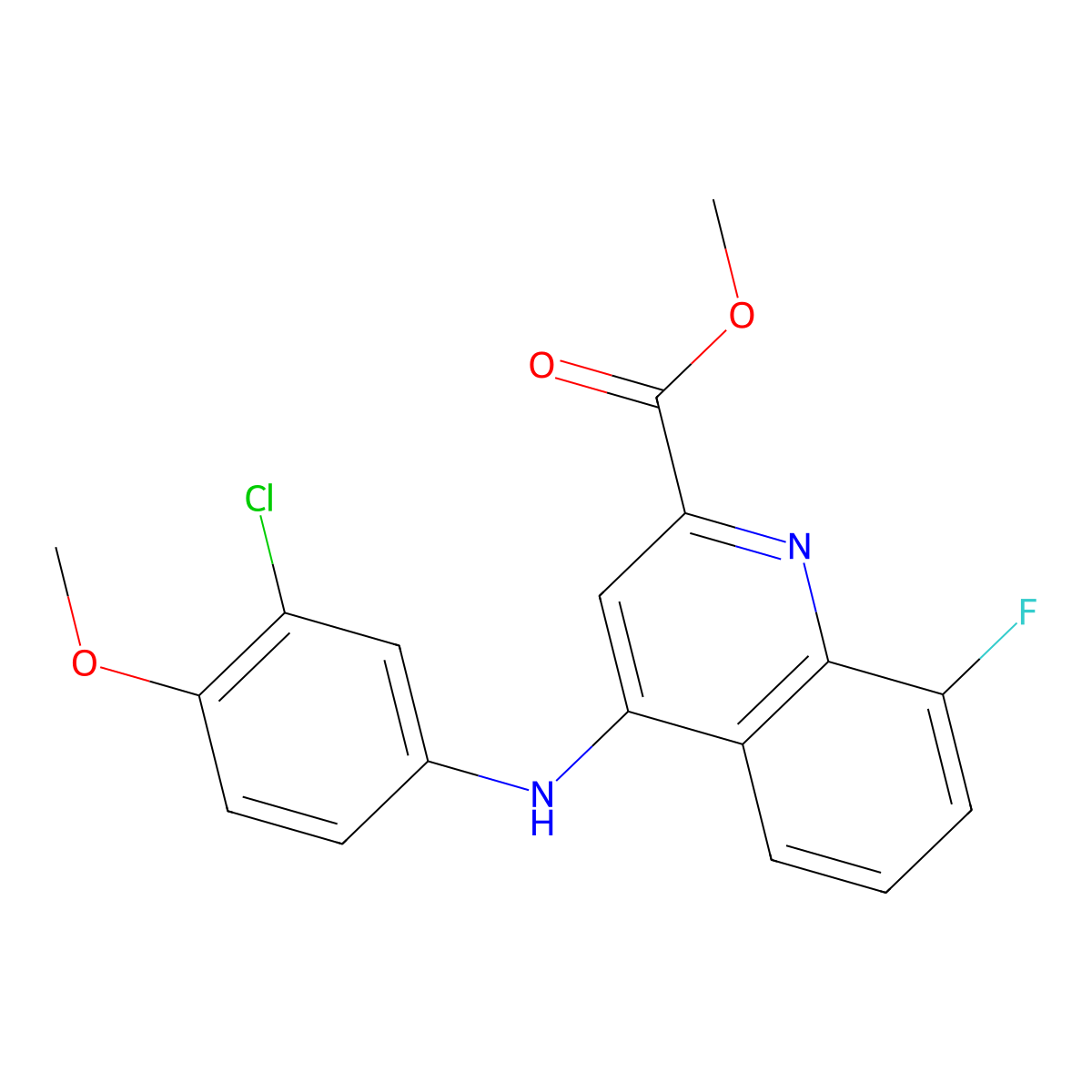Methyl 4-[(3-chloro-4-methoxyphenyl)amino]-8-fluoroquinoline-2-carboxylate molecular structure, CAS 1207017-24-0