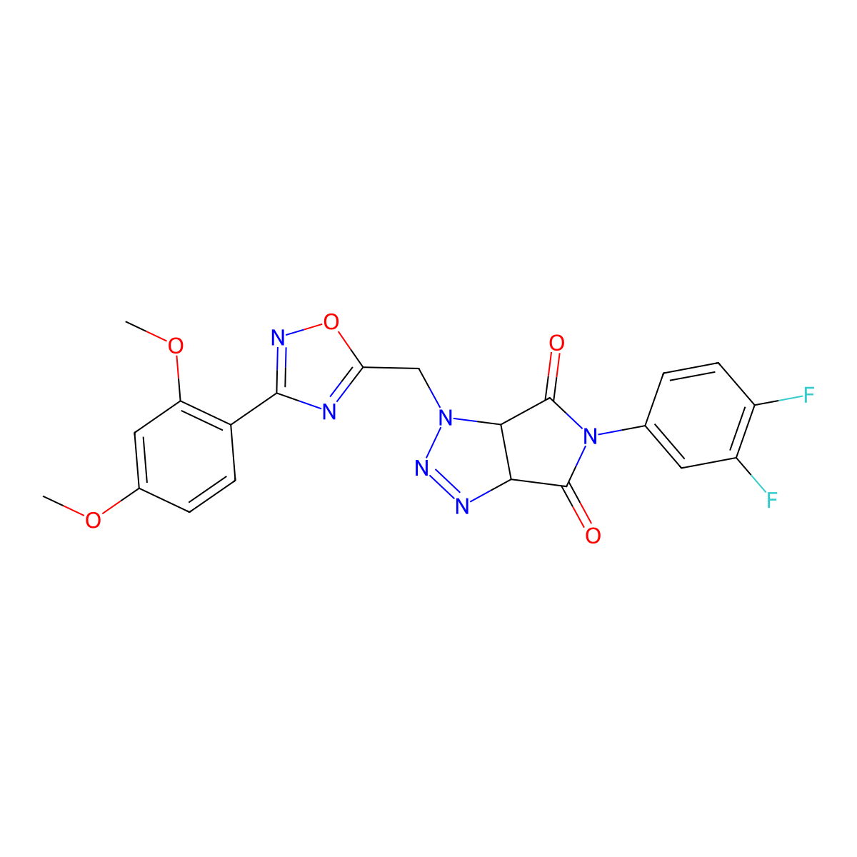 5-(3,4-difluorophenyl)-1-((3-(2,4-dimethoxyphenyl)-1,2,4-oxadiazol-5-yl)methyl)-1,6a-dihydropyrrolo[3,4-d][1,2,3]triazole-4,6(3aH,5H)-dione molecular structure, CAS 1207017-26-2