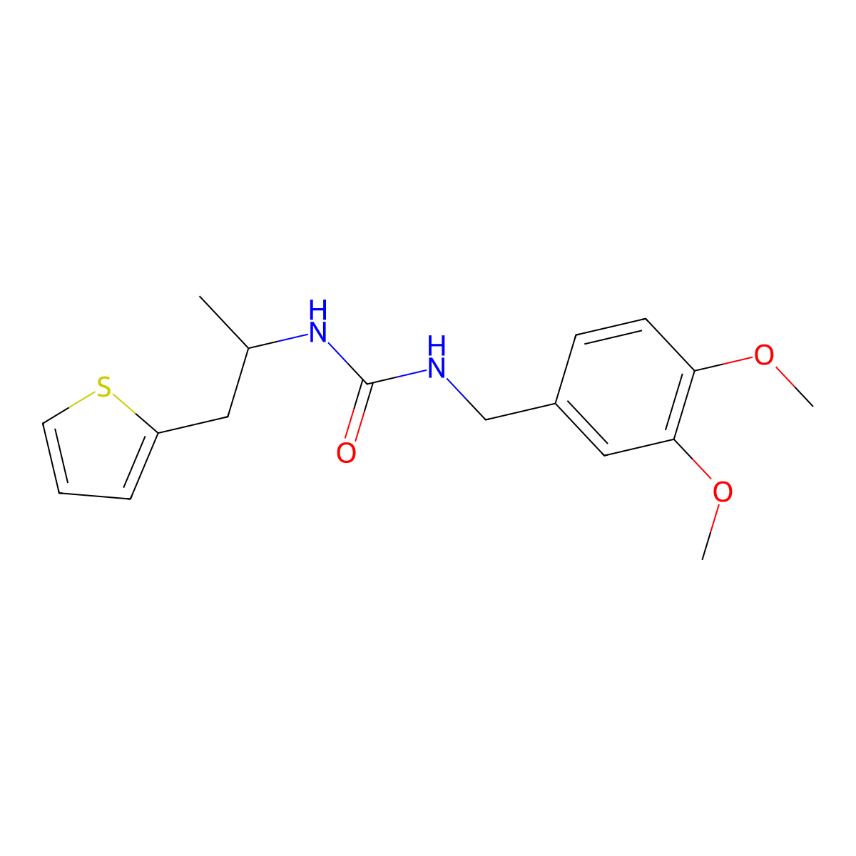 1-(3,4-Dimethoxybenzyl)-3-(1-(thiophen-2-yl)propan-2-yl)urea molecular structure, CAS 1207017-28-4
