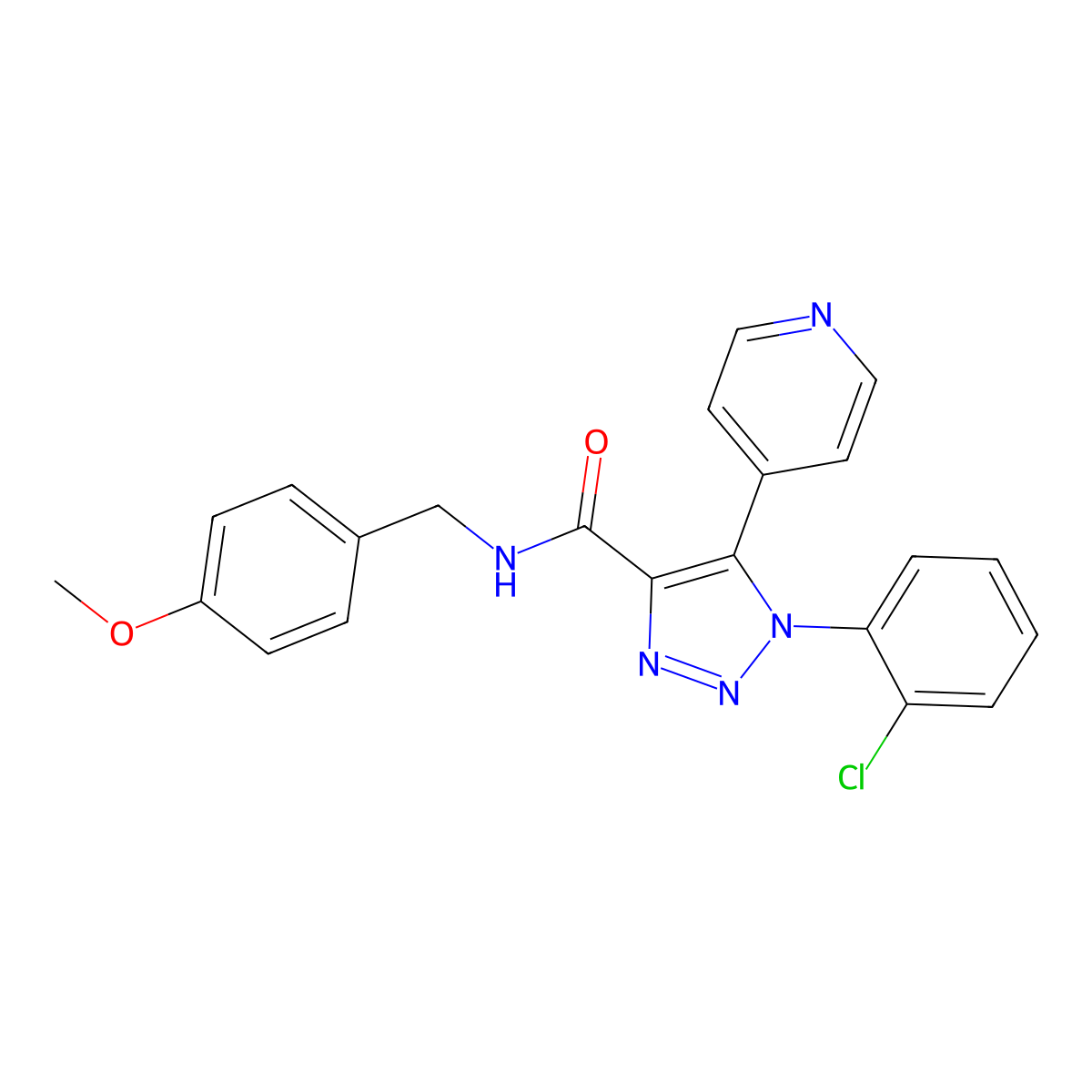 1-(2-chlorophenyl)-N-[(4-methoxyphenyl)methyl]-5-(pyridin-4-yl)-1H-1,2,3-triazole-4-carboxamide molecular structure, CAS 1207017-31-9
