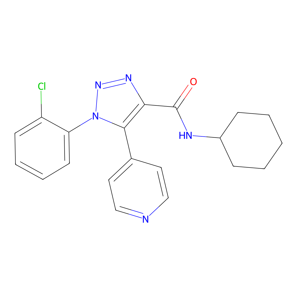 1-(2-chlorophenyl)-N-cyclohexyl-5-(pyridin-4-yl)-1H-1,2,3-triazole-4-carboxamide molecular structure, CAS 1207017-35-3
