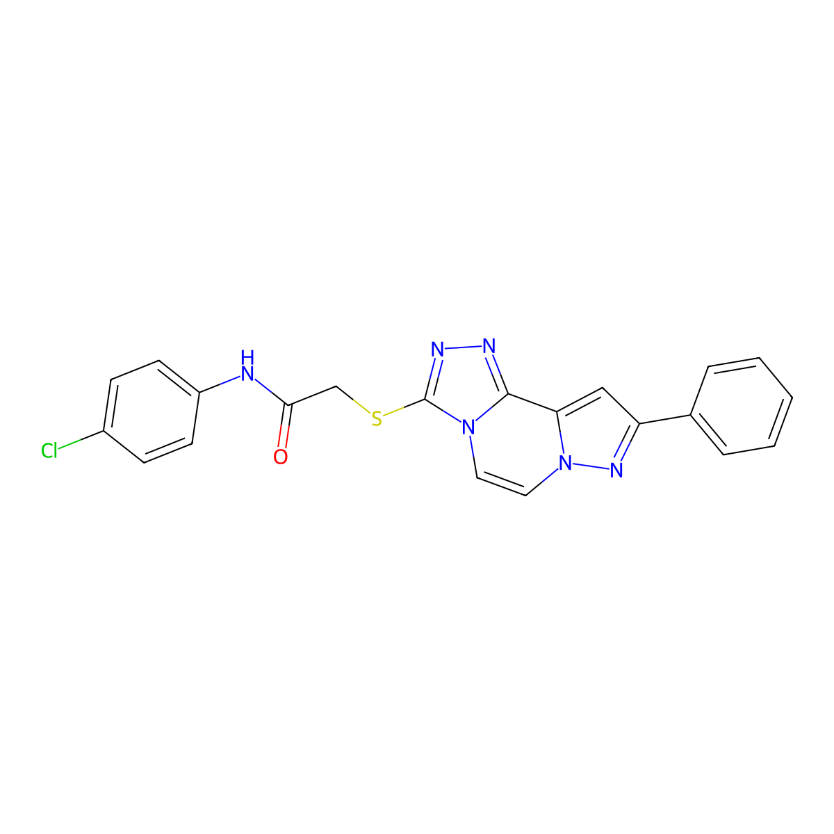 N-(4-chlorophenyl)-2-((9-phenylpyrazolo[1,5-a][1,2,4]triazolo[3,4-c]pyrazin-3-yl)thio)acetamide molecular structure, CAS 1207017-38-6