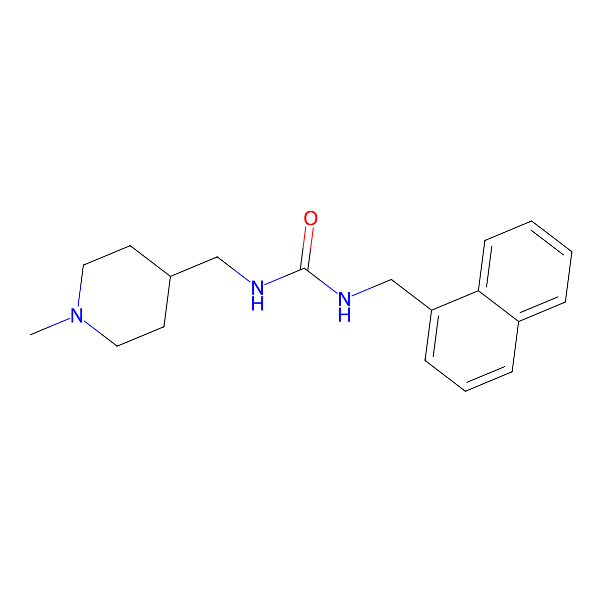 1-((1-Methylpiperidin-4-yl)methyl)-3-(naphthalen-1-ylmethyl)urea molecular structure, CAS 1207017-44-4