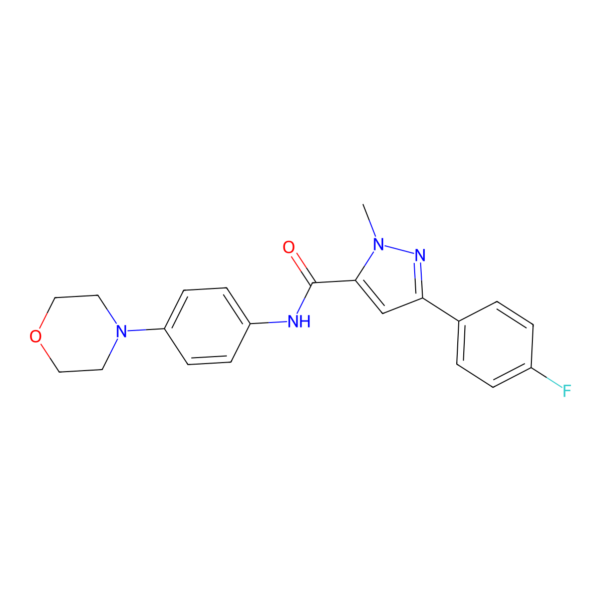 3-(4-fluorophenyl)-1-methyl-N-(4-morpholinophenyl)-1H-pyrazole-5-carboxamide molecular structure, CAS 1207017-45-5