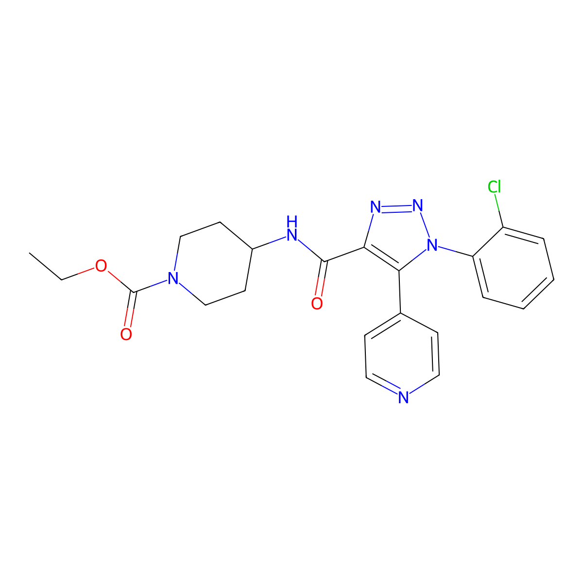 ethyl 4-(1-(2-chlorophenyl)-5-(pyridin-4-yl)-1H-1,2,3-triazole-4-carboxamido)piperidine-1-carboxylate molecular structure, CAS 1207017-48-8