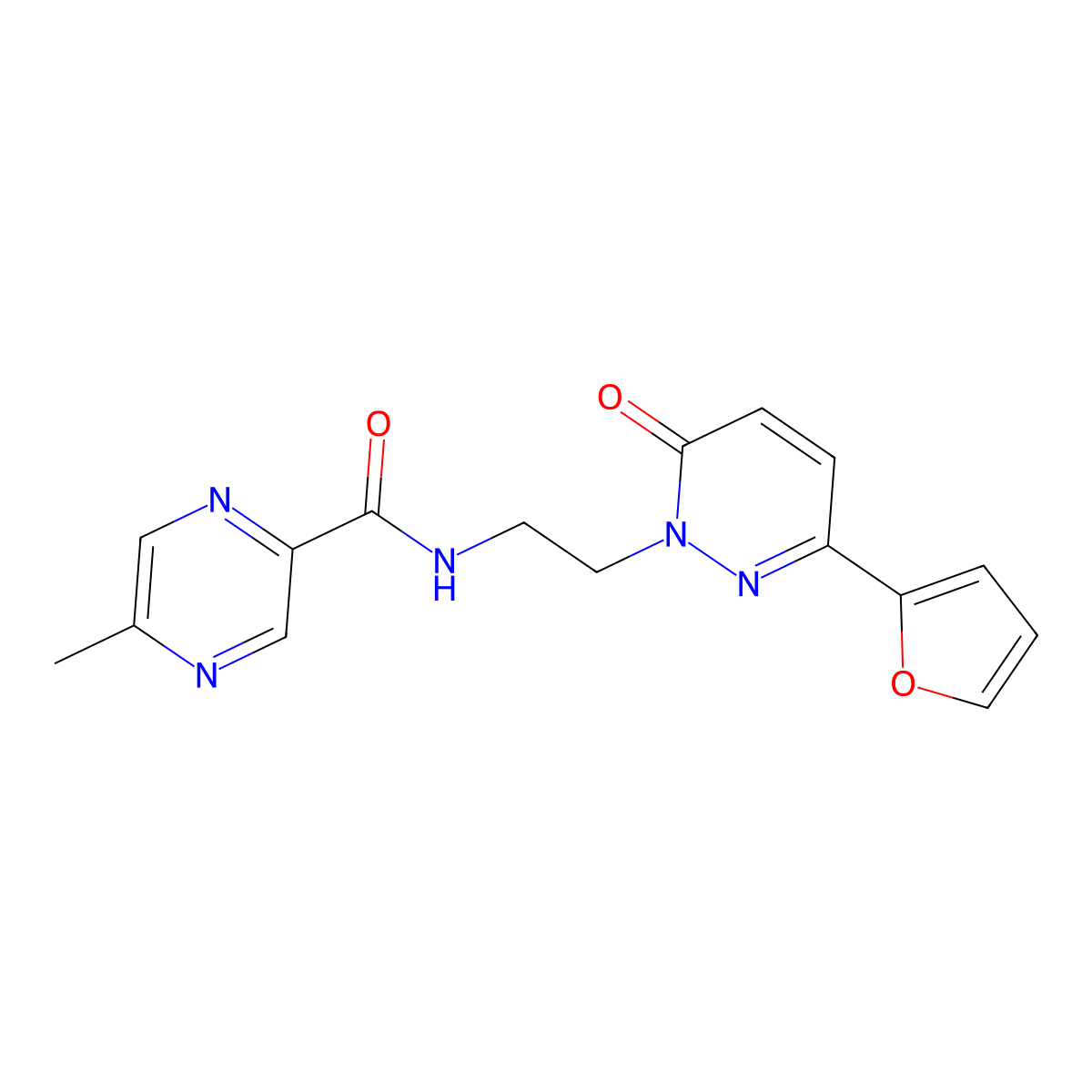 N-(2-(3-(furan-2-yl)-6-oxopyridazin-1(6H)-yl)ethyl)-5-methylpyrazine-2-carboxamide molecular structure, CAS 1207017-55-7