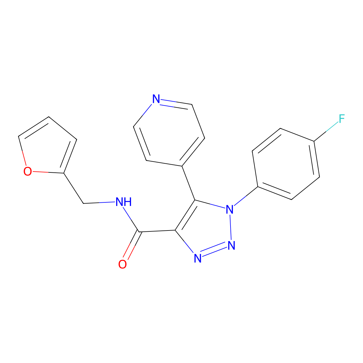 1-(4-fluorophenyl)-N-(furan-2-ylmethyl)-5-(pyridin-4-yl)-1H-1,2,3-triazole-4-carboxamide molecular structure, CAS 1207017-57-9