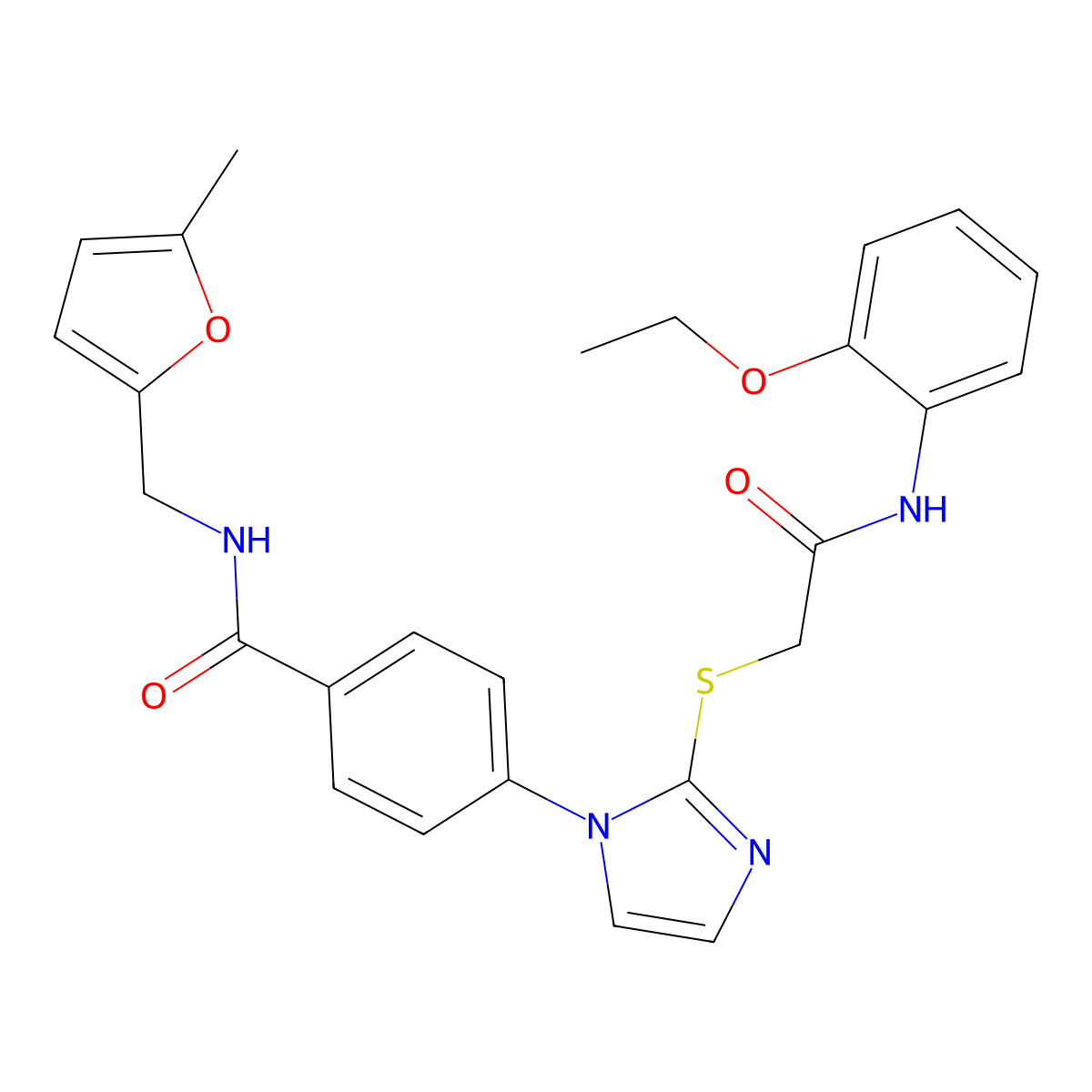 4-[2-({[(2-ethoxyphenyl)carbamoyl]methyl}sulfanyl)-1H-imidazol-1-yl]-N-[(5-methylfuran-2-yl)methyl]benzamide molecular structure, CAS 1207017-61-5