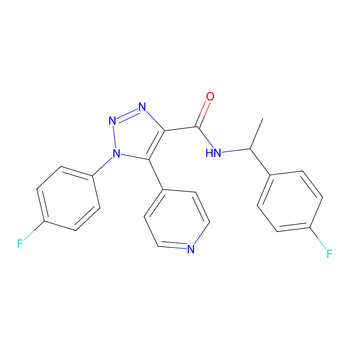 1-(4-fluorophenyl)-N-[1-(4-fluorophenyl)ethyl]-5-(pyridin-4-yl)-1H-1,2,3-triazole-4-carboxamide molecular structure, CAS 1207017-62-6