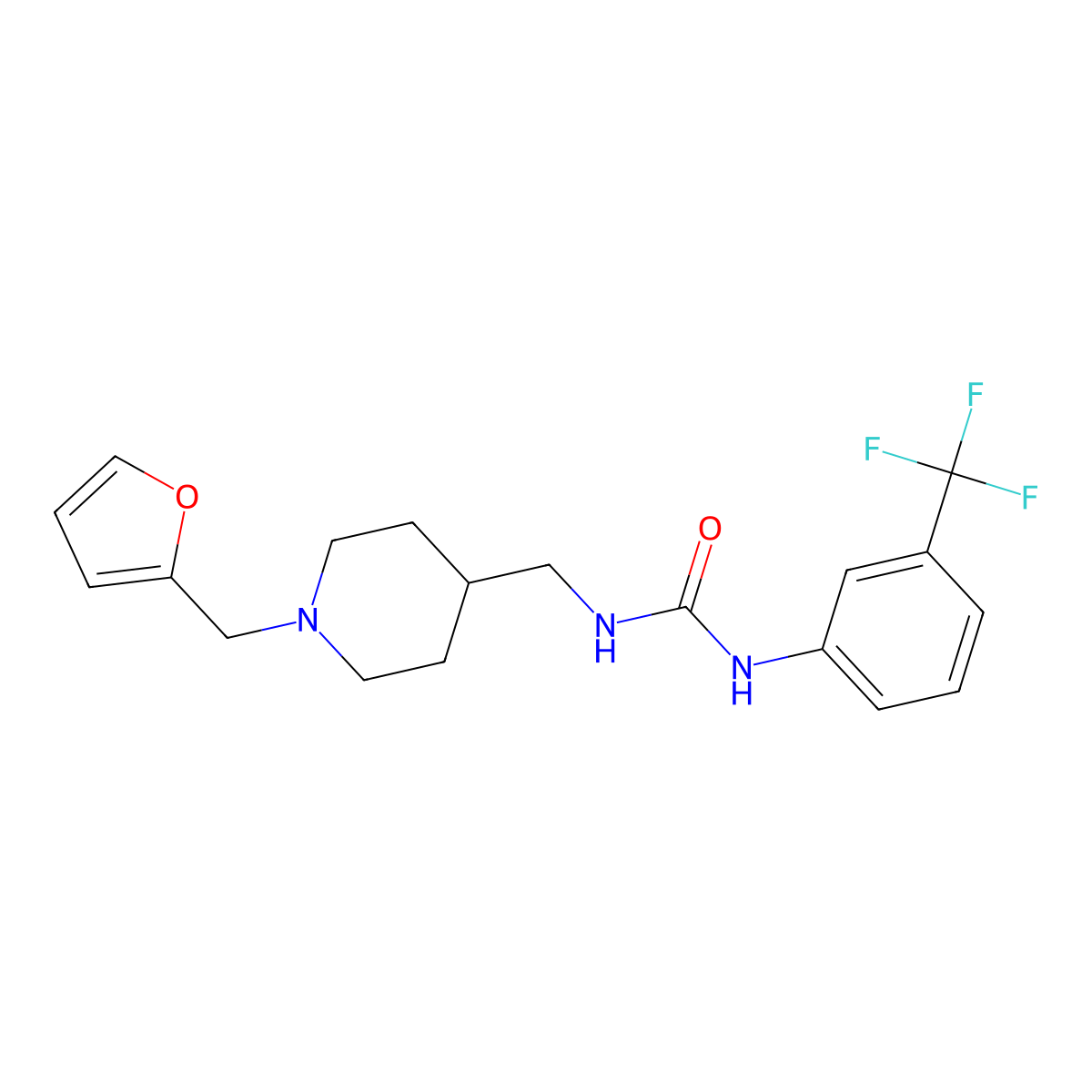 1-((1-(Furan-2-ylmethyl)piperidin-4-yl)methyl)-3-(3-(trifluoromethyl)phenyl)urea molecular structure, CAS 1207017-63-7
