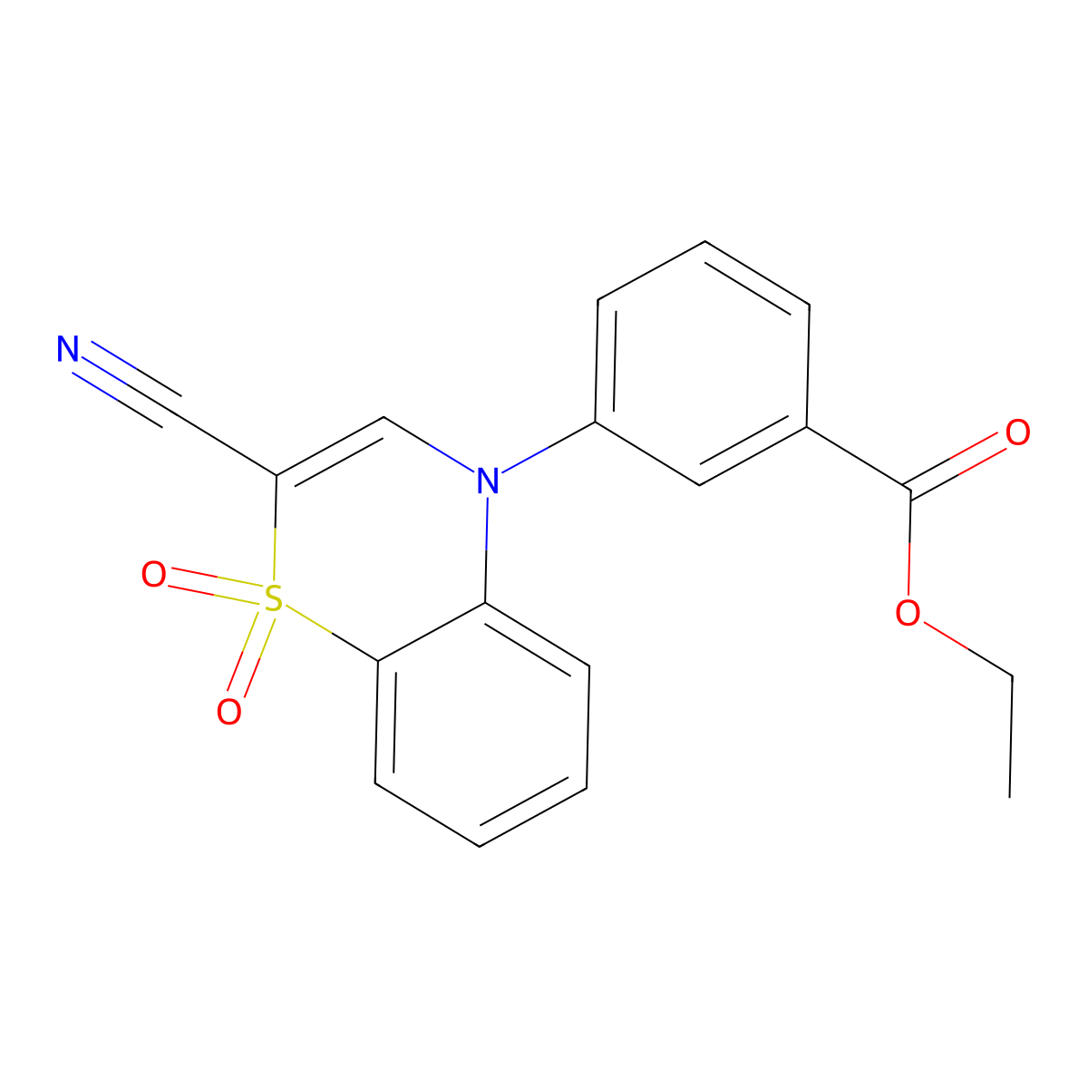 ethyl 3-(2-cyano-1,1-dioxido-4H-1,4-benzothiazin-4-yl)benzoate molecular structure, CAS 1207017-73-9