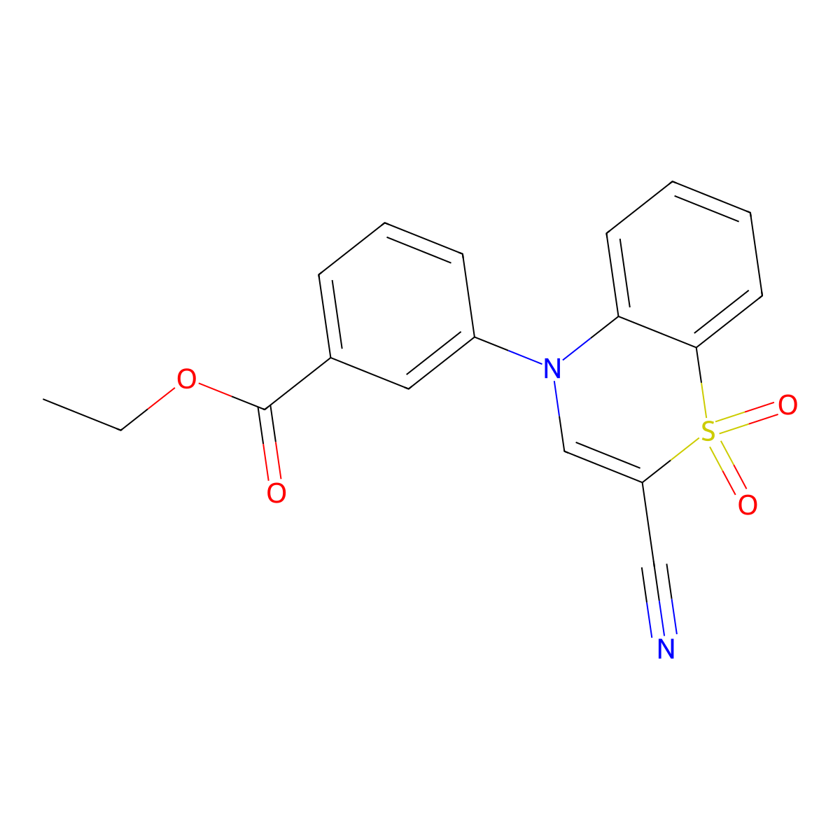 ethyl 3-(2-cyano-1,1-dioxido-4H-1,4-benzothiazin-4-yl)benzoate molecular structure, CAS 1207017-73-9