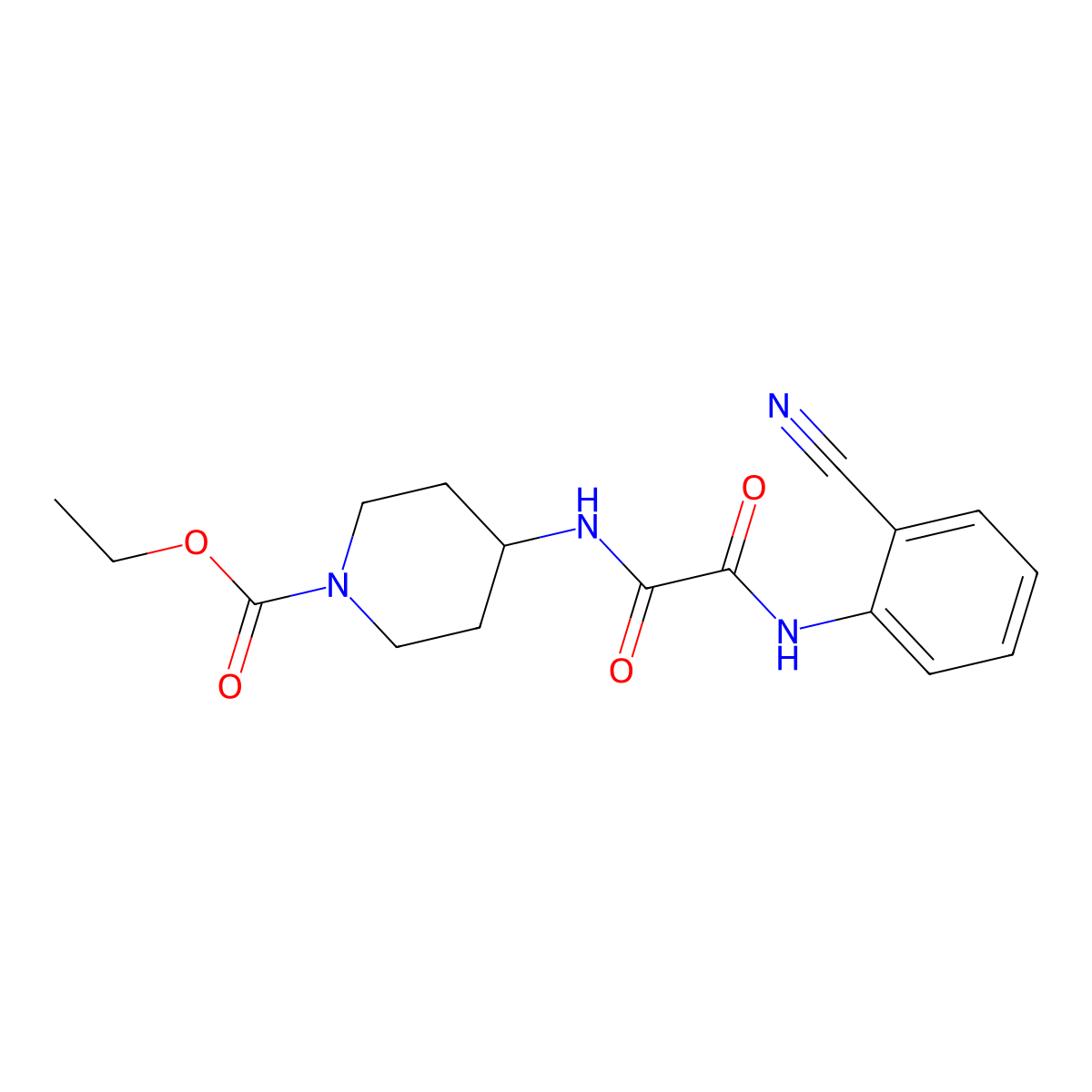 Ethyl 4-(2-((2-cyanophenyl)amino)-2-oxoacetamido)piperidine-1-carboxylate molecular structure, CAS 1207017-81-9