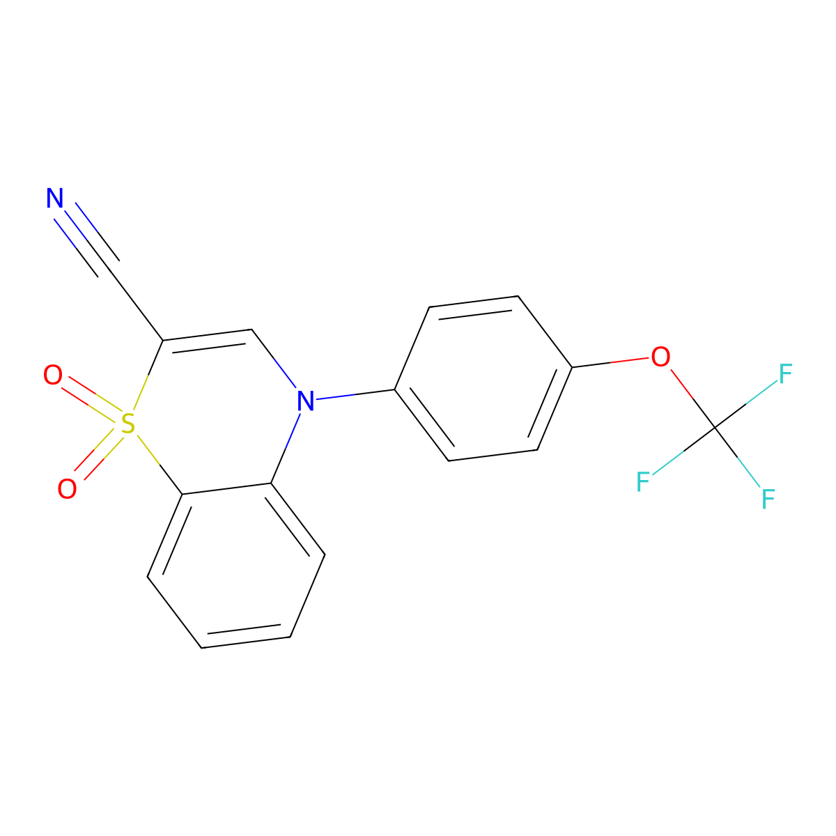 4-[4-(trifluoromethoxy)phenyl]-4H-1,4-benzothiazine-2-carbonitrile 1,1-dioxide molecular structure, CAS 1207017-82-0