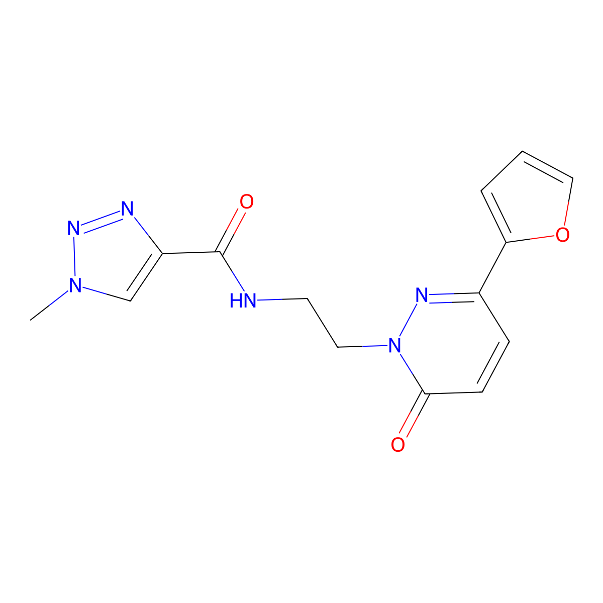 N-(2-(3-(furan-2-yl)-6-oxopyridazin-1(6H)-yl)ethyl)-1-methyl-1H-1,2,3-triazole-4-carboxamide molecular structure, CAS 1207017-84-2
