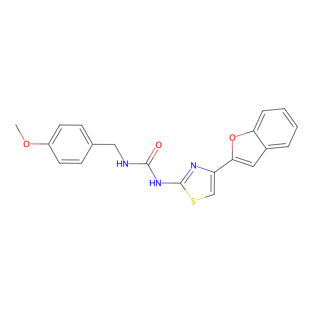 1-(4-(Benzofuran-2-yl)thiazol-2-yl)-3-(4-methoxybenzyl)urea molecular structure, CAS 1207017-85-3
