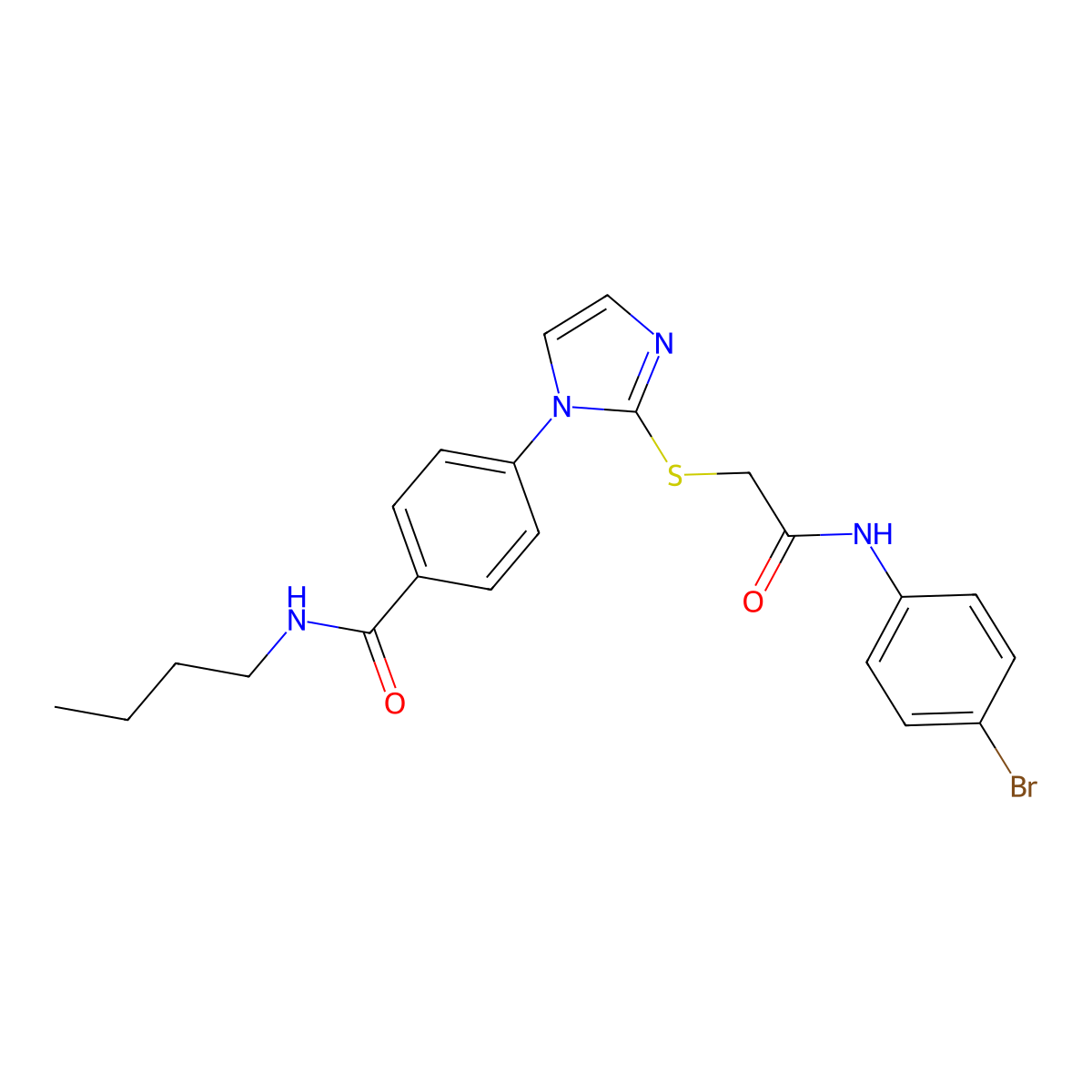 4-(2-((2-((4-bromophenyl)amino)-2-oxoethyl)thio)-1H-imidazol-1-yl)-N-butylbenzamide molecular structure, CAS 1207017-86-4