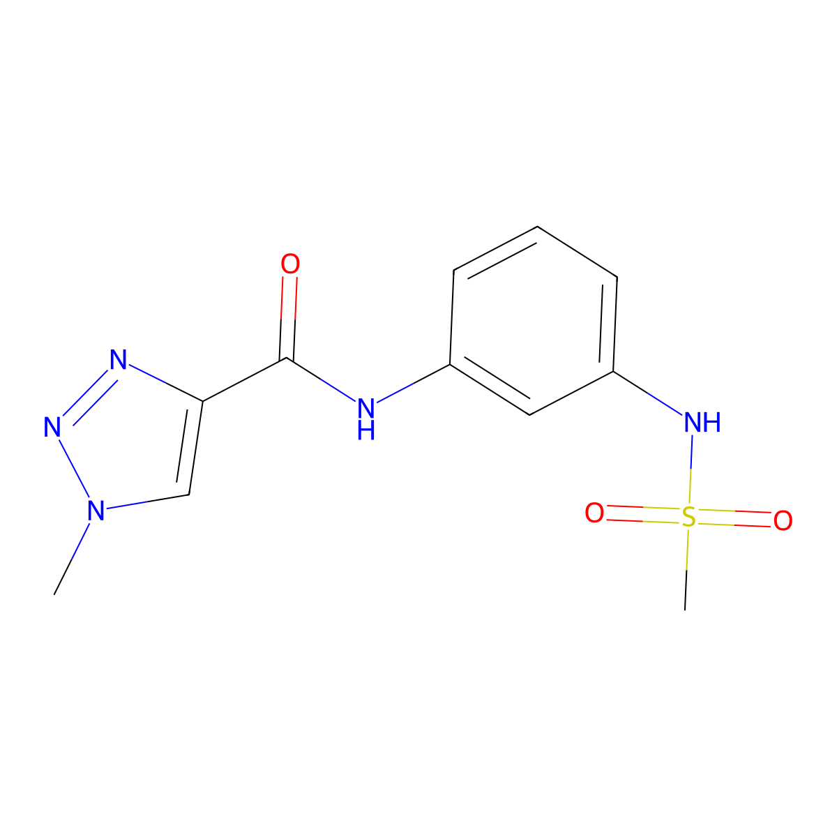 1-methyl-N-(3-(methylsulfonamido)phenyl)-1H-1,2,3-triazole-4-carboxamide molecular structure, CAS 1207017-91-1