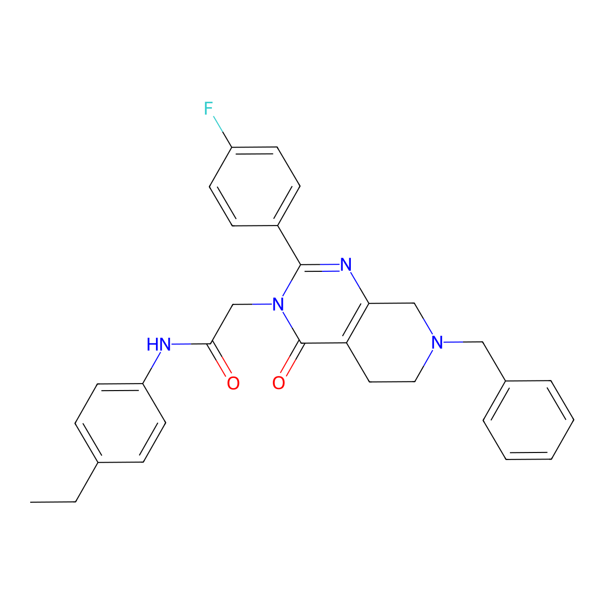 2-[7-benzyl-2-(4-fluorophenyl)-4-oxo-3H,4H,5H,6H,7H,8H-pyrido[3,4-d]pyrimidin-3-yl]-N-(4-ethylphenyl)acetamide molecular structure, CAS 1207017-93-3