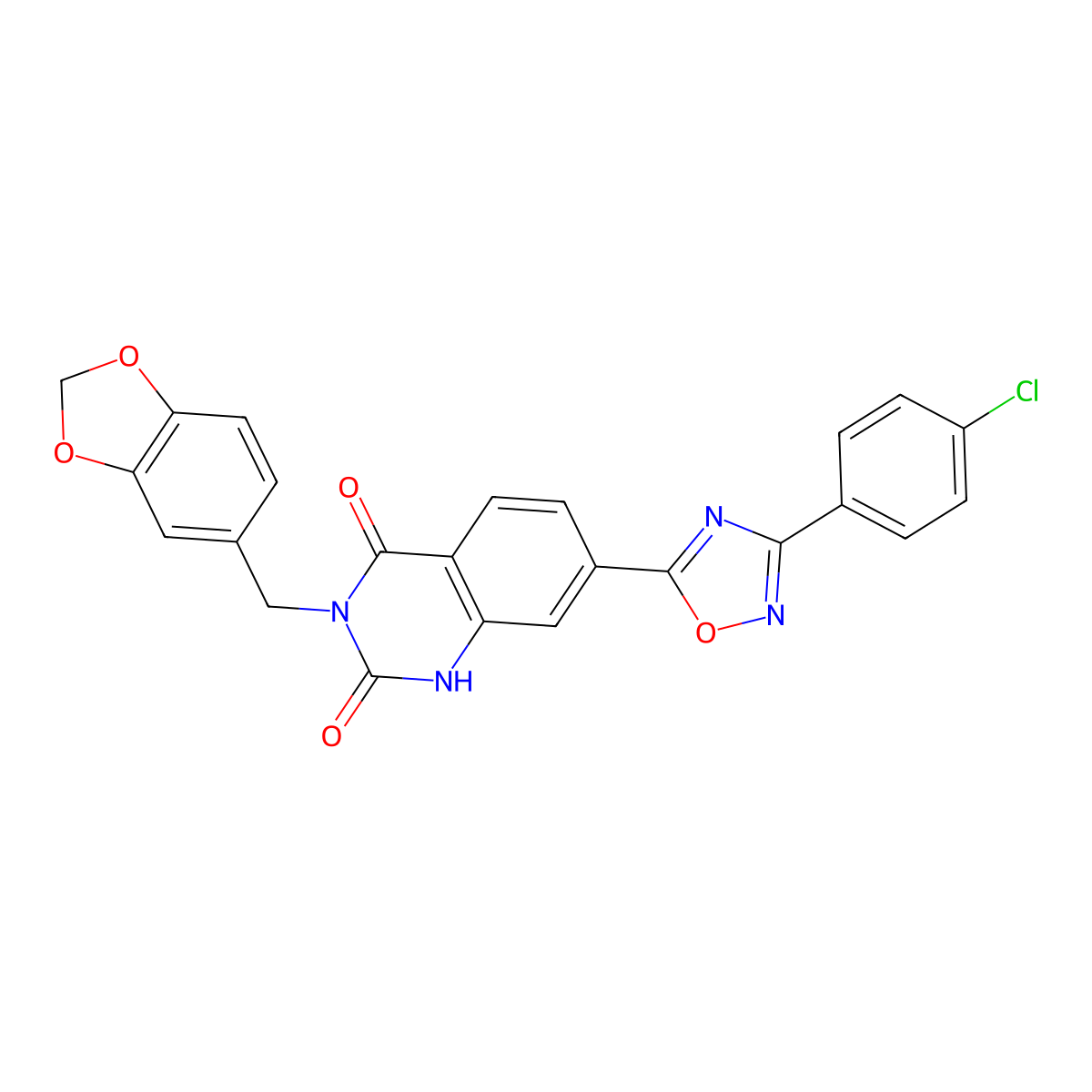 3-[(2H-1,3-benzodioxol-5-yl)methyl]-7-[3-(4-chlorophenyl)-1,2,4-oxadiazol-5-yl]-1,2,3,4-tetrahydroquinazoline-2,4-dione molecular structure, CAS 1207017-97-7