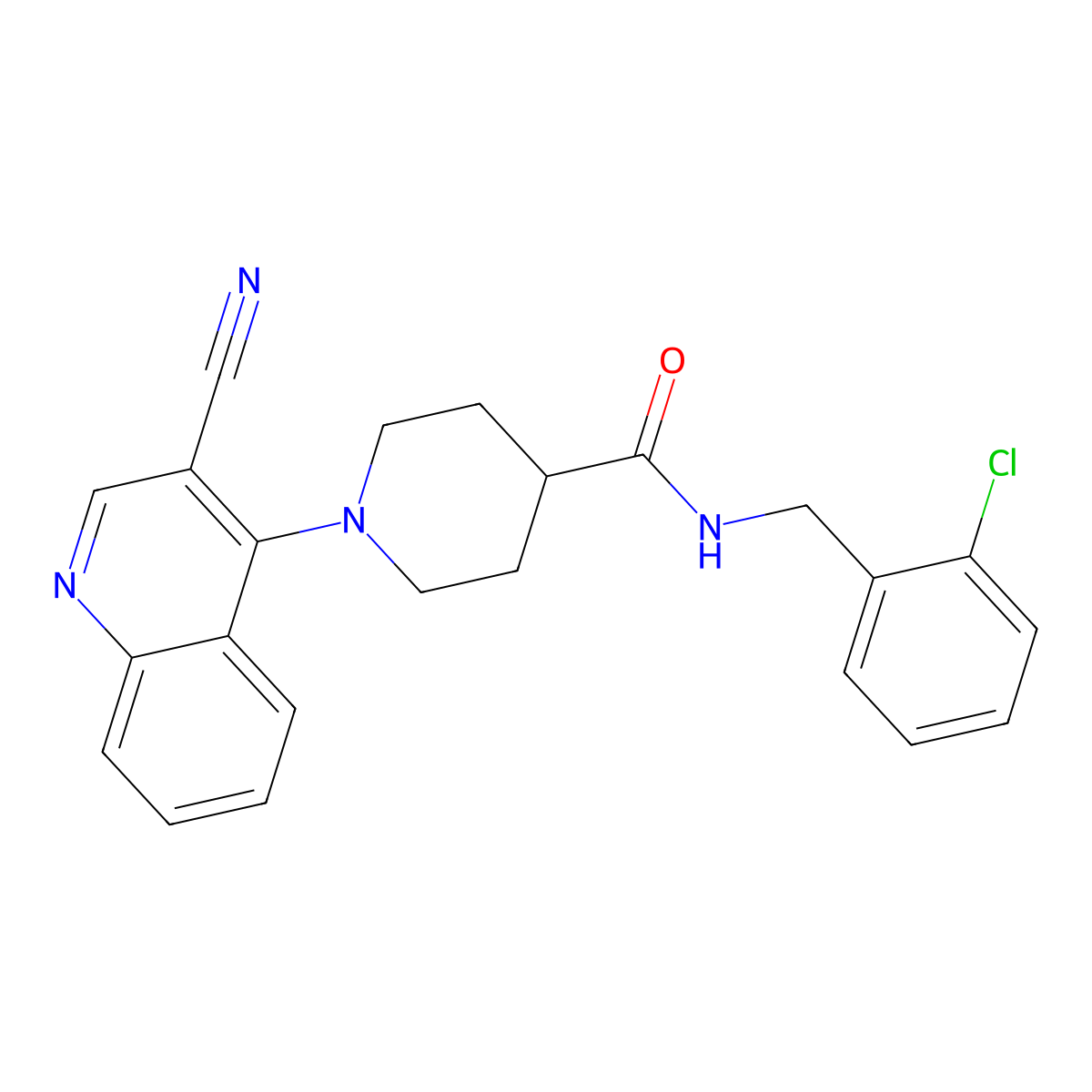 N-[(2-chlorophenyl)methyl]-1-(3-cyanoquinolin-4-yl)piperidine-4-carboxamide molecular structure, CAS 1207018-07-2
