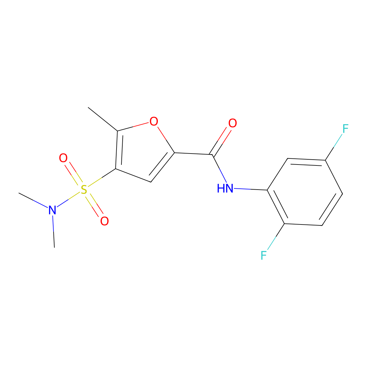 N-(2,5-difluorophenyl)-4-(dimethylsulfamoyl)-5-methylfuran-2-carboxamide molecular structure, CAS 1207018-08-3