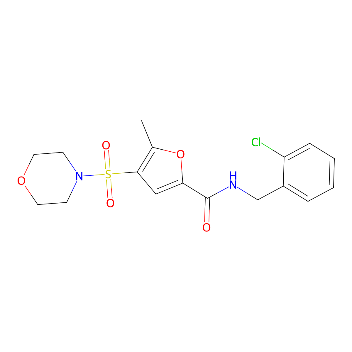 N-(2-chlorobenzyl)-5-methyl-4-(morpholinosulfonyl)furan-2-carboxamide molecular structure, CAS 1207018-15-2