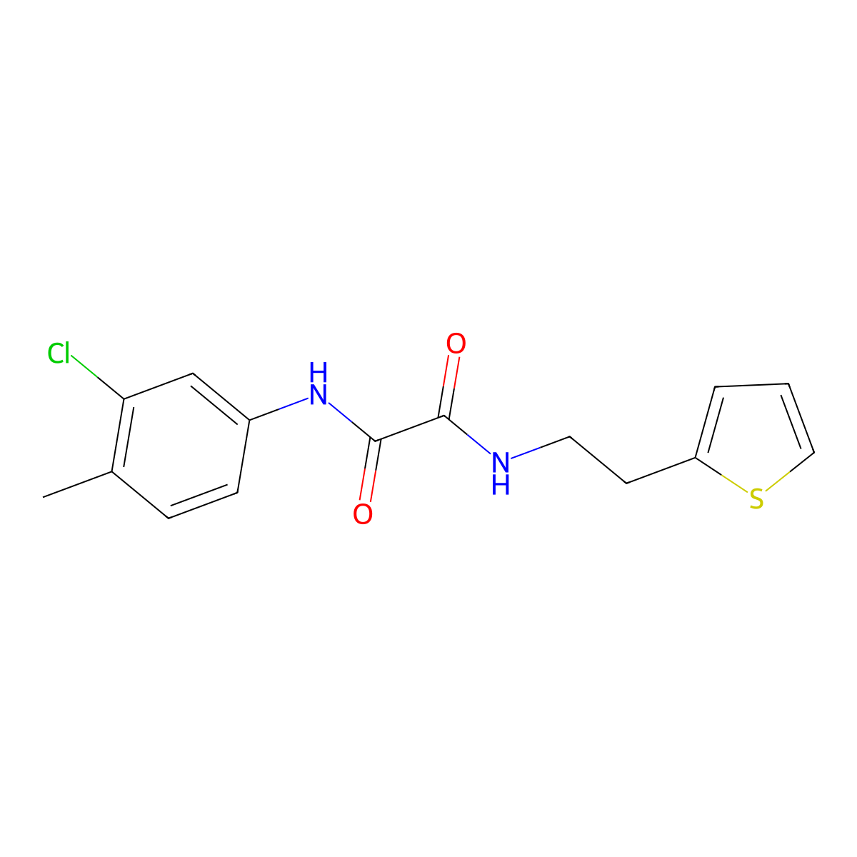 N1-(3-chloro-4-methylphenyl)-N2-(2-(thiophen-2-yl)ethyl)oxalamide molecular structure, CAS 1207018-17-4