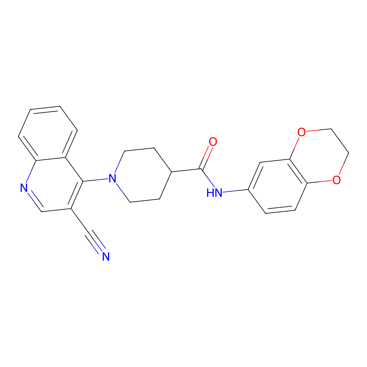 1-(3-cyanoquinolin-4-yl)-N-(2,3-dihydro-1,4-benzodioxin-6-yl)piperidine-4-carboxamide molecular structure, CAS 1207018-20-9