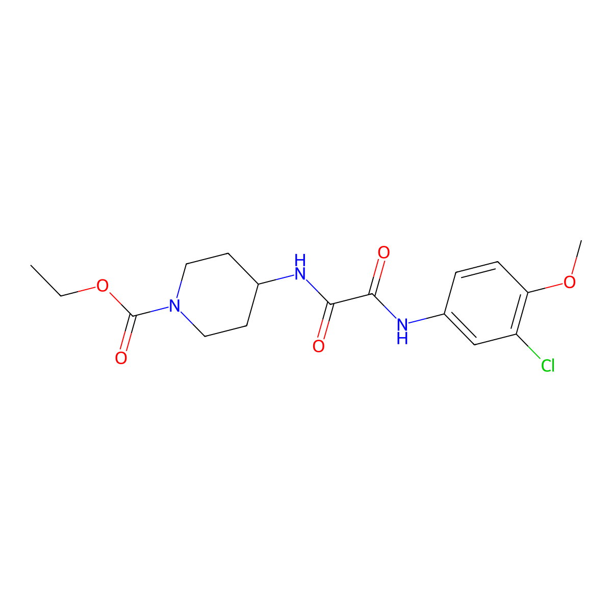 Ethyl 4-(2-((3-chloro-4-methoxyphenyl)amino)-2-oxoacetamido)piperidine-1-carboxylate molecular structure, CAS 1207018-24-3