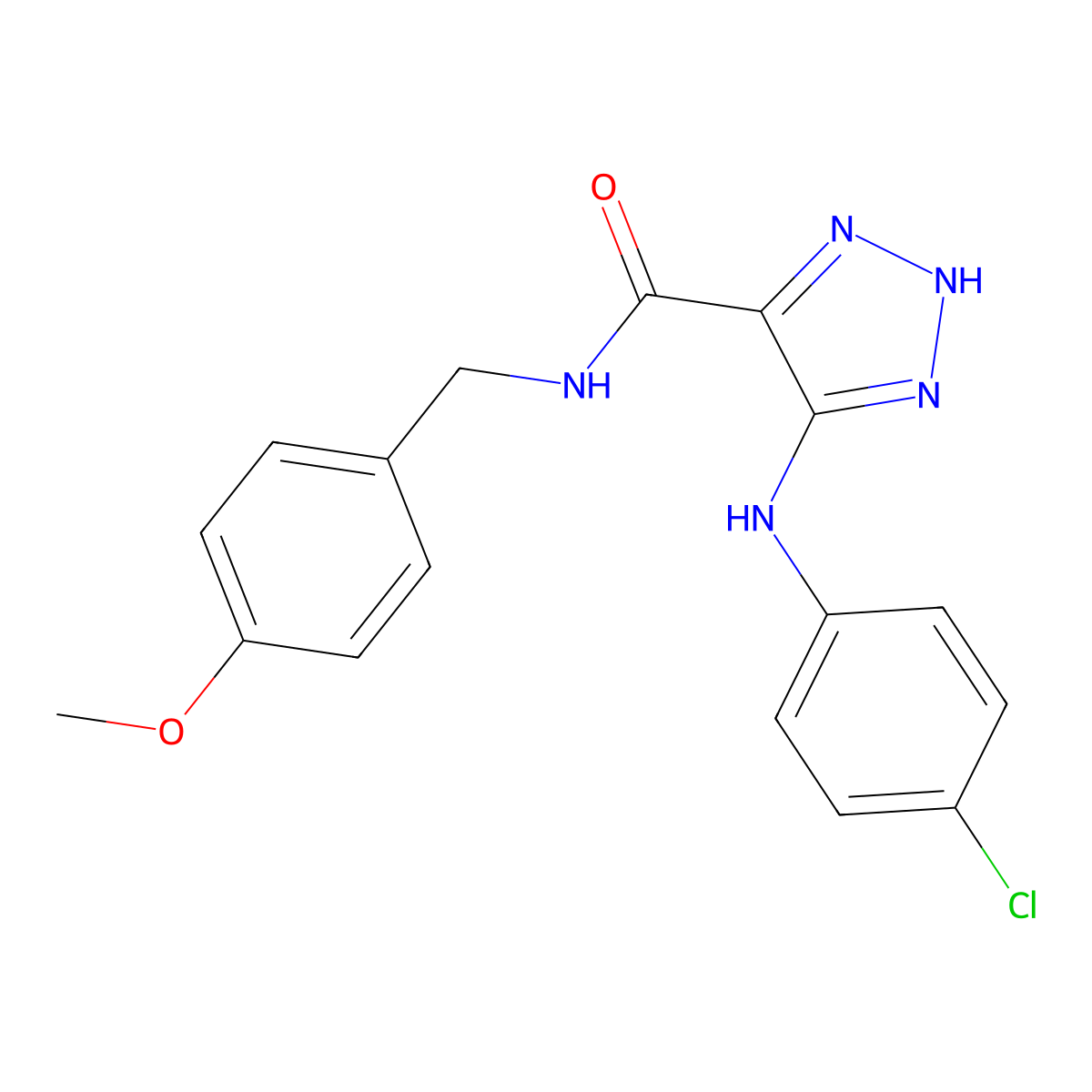 5-((4-chlorophenyl)amino)-N-(4-methoxybenzyl)-1H-1,2,3-triazole-4-carboxamide molecular structure, CAS 1207018-40-3