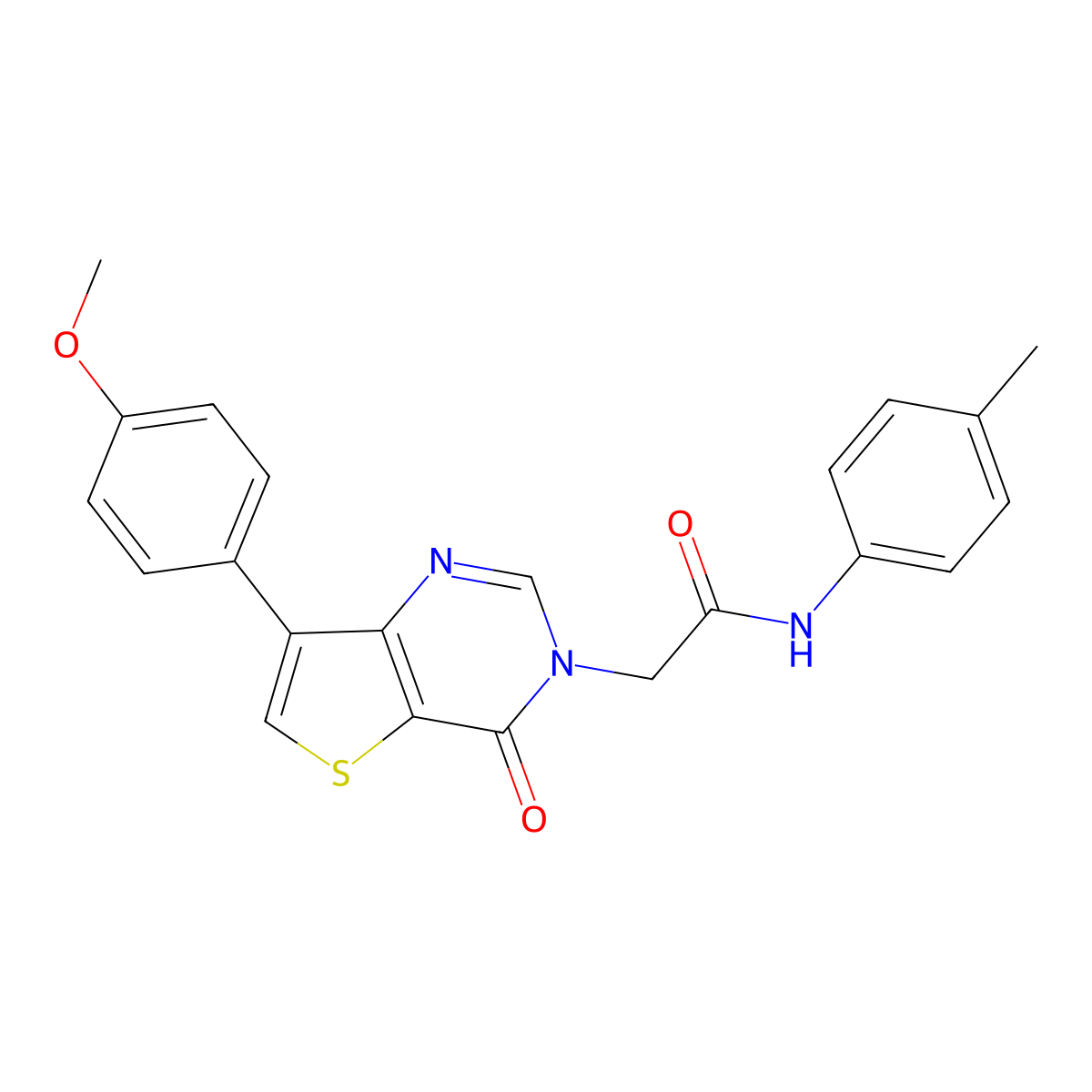 2-[7-(4-methoxyphenyl)-4-oxothieno[3,2-d]pyrimidin-3(4H)-yl]-N-(4-methylphenyl)acetamide molecular structure, CAS 1207018-42-5