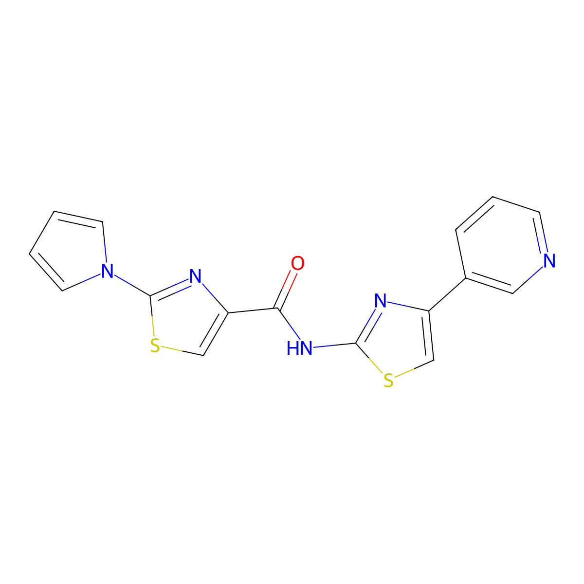 N-(4-(pyridin-3-yl)thiazol-2-yl)-2-(1H-pyrrol-1-yl)thiazole-4-carboxamide molecular structure, CAS 1207018-44-7