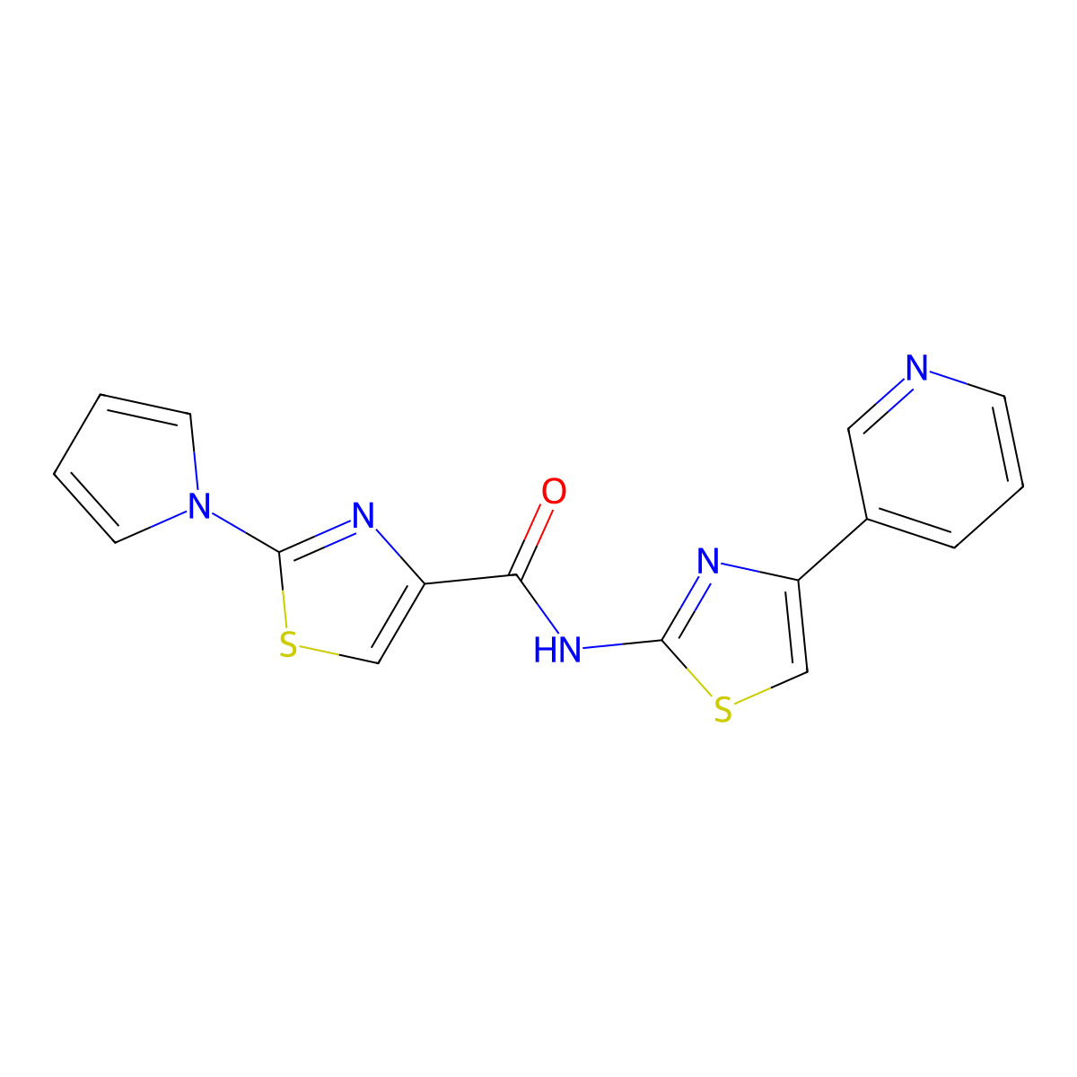 N-(4-(pyridin-3-yl)thiazol-2-yl)-2-(1H-pyrrol-1-yl)thiazole-4-carboxamide molecular structure, CAS 1207018-44-7