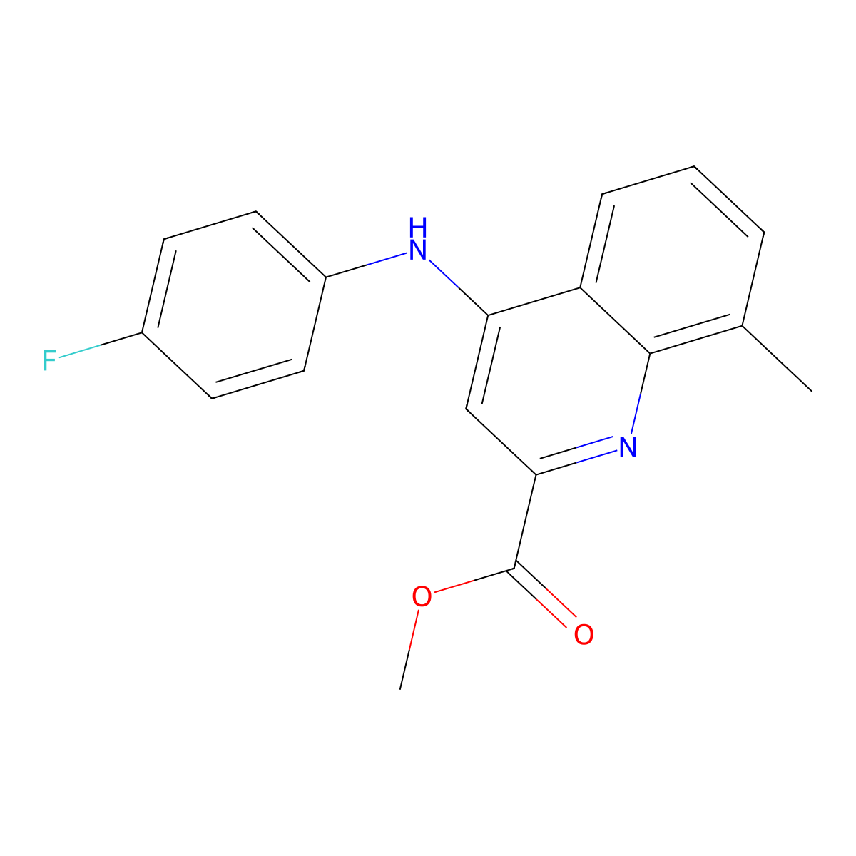 Methyl 4-[(4-fluorophenyl)amino]-8-methylquinoline-2-carboxylate molecular structure, CAS 1207018-57-2