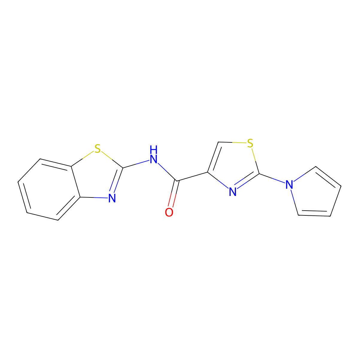 N-(benzo[d]thiazol-2-yl)-2-(1H-pyrrol-1-yl)thiazole-4-carboxamide molecular structure, CAS 1207018-60-7