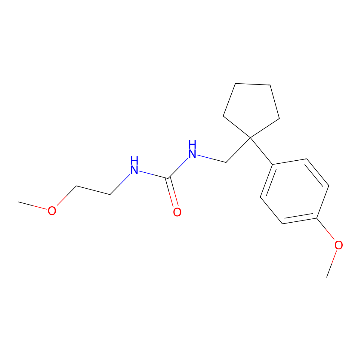 1-(2-Methoxyethyl)-3-((1-(4-methoxyphenyl)cyclopentyl)methyl)urea molecular structure, CAS 1207018-64-1