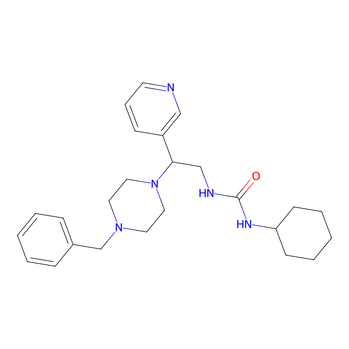 1-(2-(4-Benzylpiperazin-1-yl)-2-(pyridin-3-yl)ethyl)-3-cyclohexylurea molecular structure, CAS 1207018-69-6