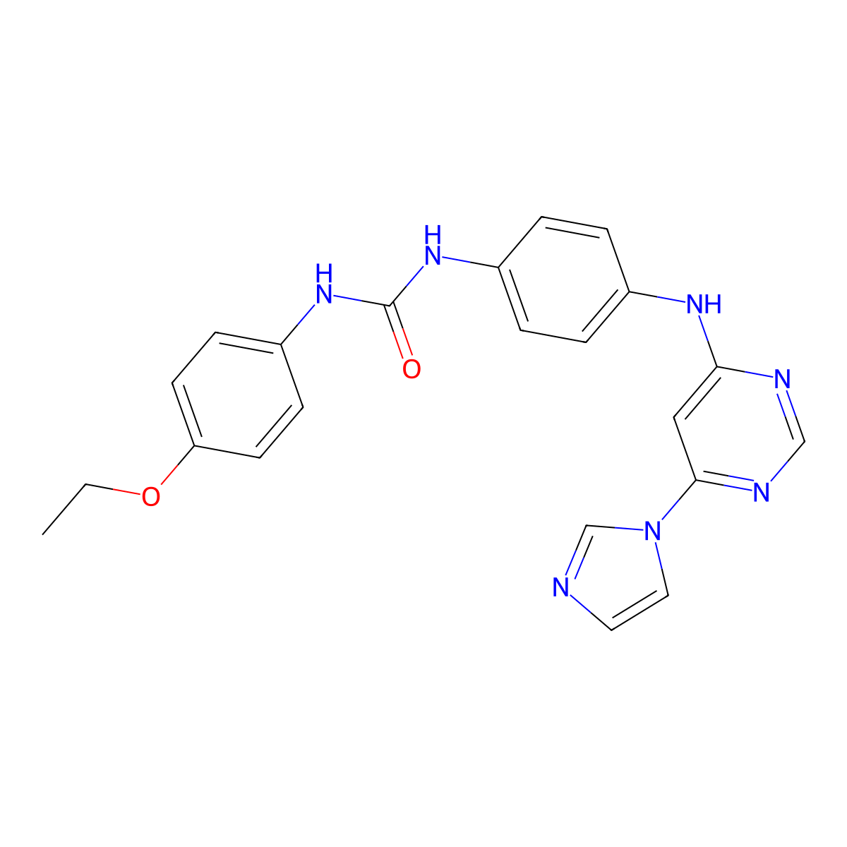 1-(4-((6-(1H-imidazol-1-yl)pyrimidin-4-yl)amino)phenyl)-3-(4-ethoxyphenyl)urea molecular structure, CAS 1207018-70-9