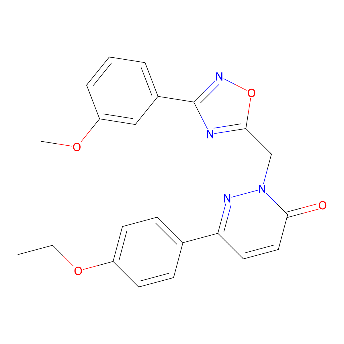 6-(4-ethoxyphenyl)-2-((3-(3-methoxyphenyl)-1,2,4-oxadiazol-5-yl)methyl)pyridazin-3(2H)-one molecular structure, CAS 1207018-76-5