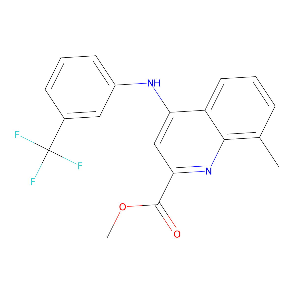 Methyl 8-methyl-4-{[3-(trifluoromethyl)phenyl]amino}quinoline-2-carboxylate molecular structure, CAS 1207018-78-7